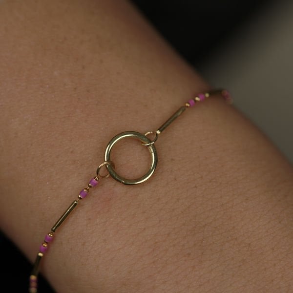 Pembe Mineli Charm Bileklik