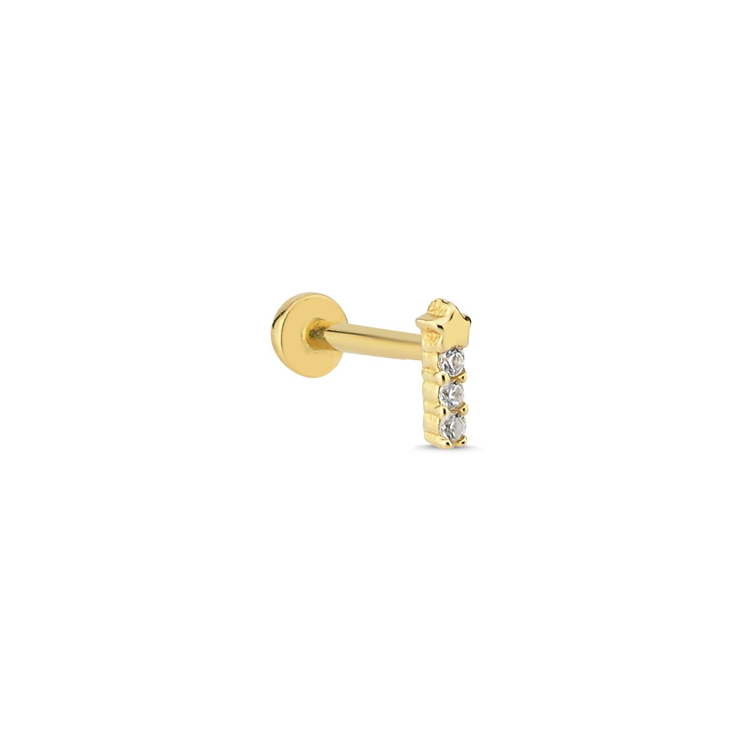 Üç Taşlı Yıldız Piercing