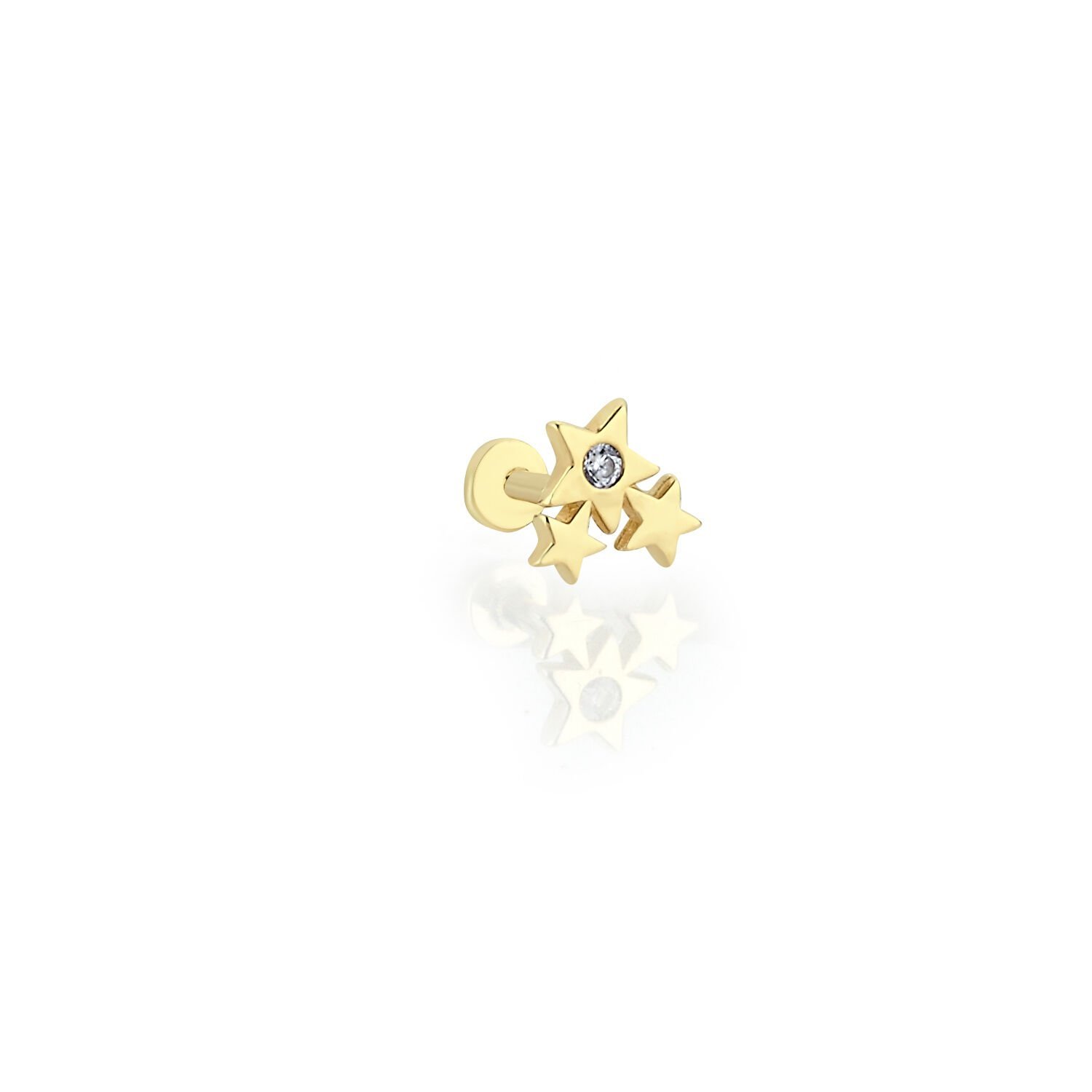 Taş Detaylı Üç Yıldız Piercing