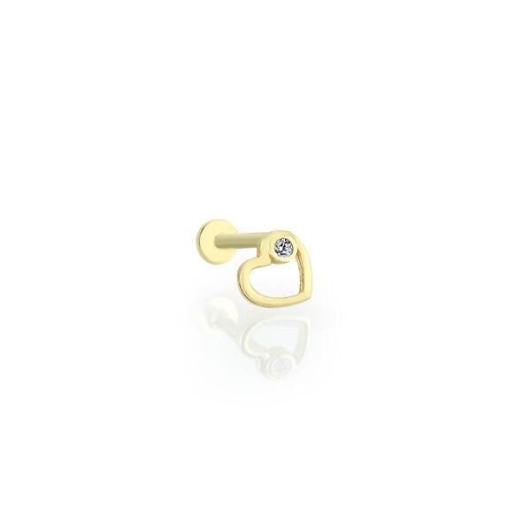 Tek Taşlı Kalp Piercing