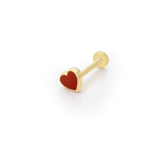 Mini Kırmızı Kalp Piercing